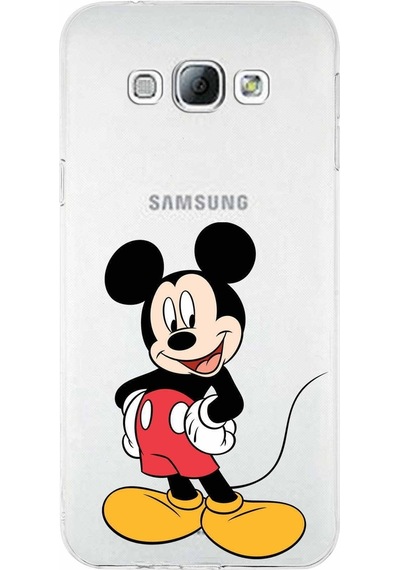 Samsung Galaxy Uyumlu A8 Kapak Mickey Mouse Tasarımlı Şeffaf Silikon Kılıf