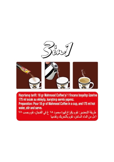 Mahmood Coffee 3'ü 1 Arada Hazır Kahve 36'lı + Fincan