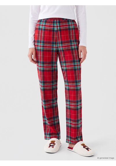 Lcw Dream Lacivert Ekose Desenli Kadın Polar Pijama Alt