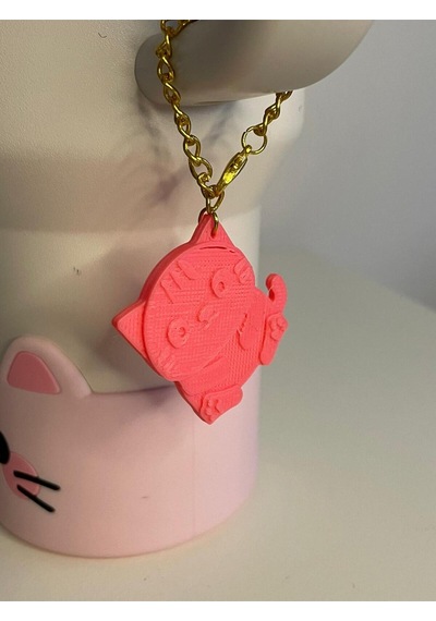 Sevimli Kedi Quencher Termos Bardak Aksesuarı Zincirli Dekoratif Süs Pembe