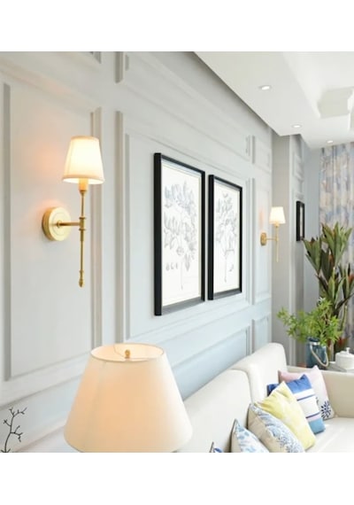 Duvar Aplik Krem Abajur Eskitme Gold Sarı Modern Tasarım Elektrik Ile Çalışır Gold