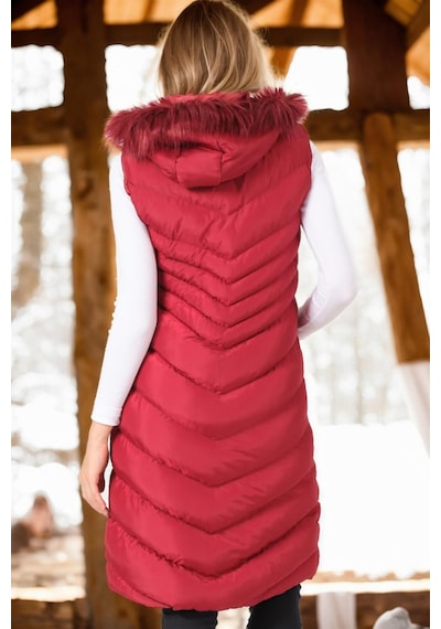 Z6725 Dewberry Bayan Yelek-düz Bordo Düz Bordo