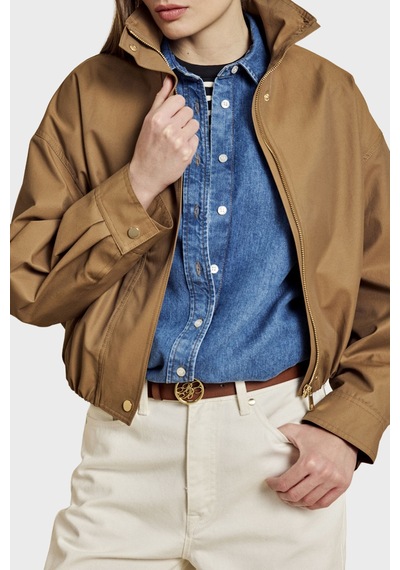 Brooks Brothers Pamuk Karışımlı Dik Yaka Fermuarlı Mont Bayan Mont Bbss26fjc001150 Kahve