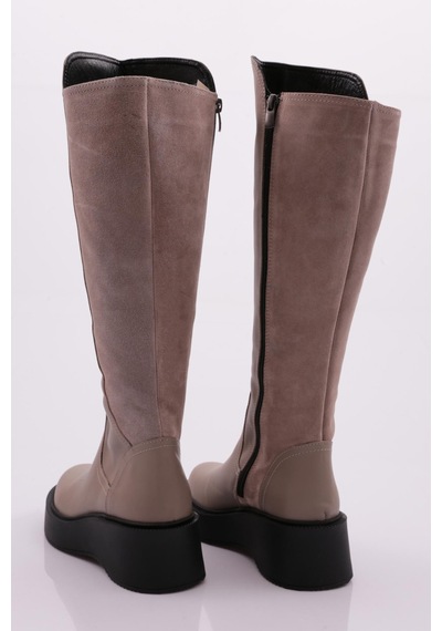 Dgn 22535-22k Kadin Kalin Taban Fermuarli Knee High Çizme 22535-2-R13180 Vizon