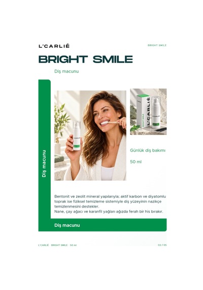 L'carlıe Bright Smile Bitkisel Diş Macunu Naneli 50 Ml