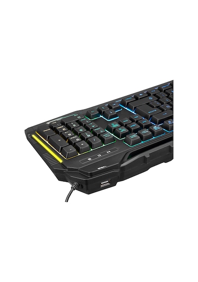 Rampage KB-R63 STAGE Usb Kablolu RGB Işıklı 4 Makrolu Ses Mik Çıkışlı Oyuncu Q Klavye