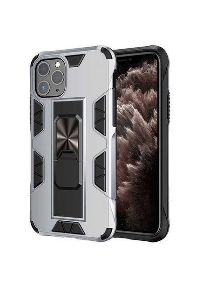 Kilifone - İphone 11 Pro Uyumlu Kılıf Katlanabilir Standlı Koruyucu Volve Kapak - Gri - T14105