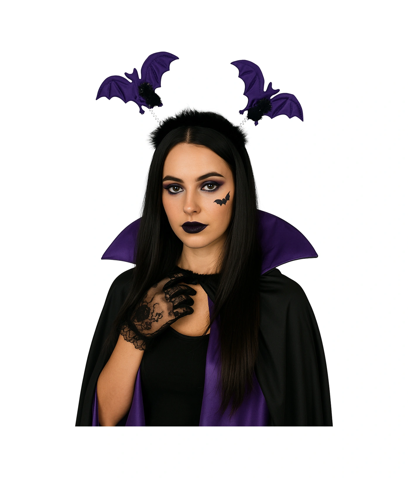 Halloween Cadılar Bayramı 2li Mor Yarasa Taç Tüylü Pari Aksesuarı Diğer