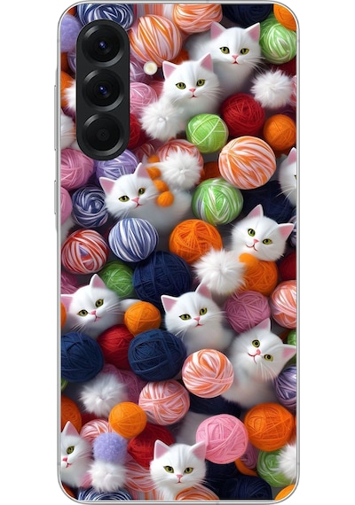 Samsung Galaxy A56 Uyumlu Renkli Kediler Baskılı Silikon Kılıf