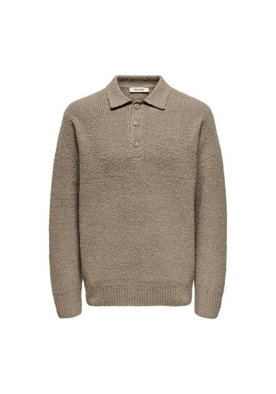 Only & Sons Onsdale Rlx Ls Polo Knıt Noos Erkek Gri Kazak - 22033324