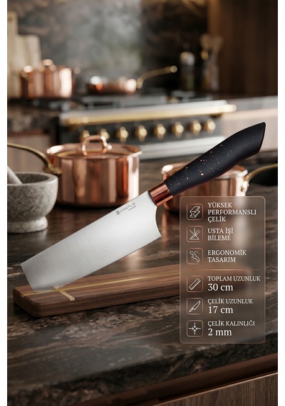 Black Copper 4 Lü Mutfak Bıçağı Et Ekmek Sebze Mutfak Şef Bıçak Seti Mft-854 Siyah