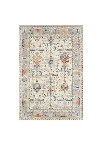 Spring Serisi Krem Vintage Eskitme Desenli Dijital Baskı Yıkanabilir Modern Salon Halısı Krem