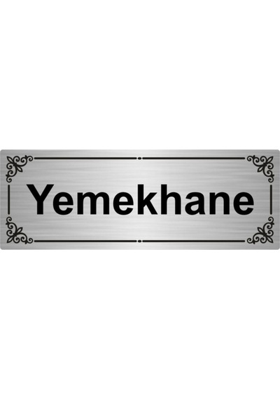 Yemekhane 7x20cm Gümüş Renk Metal Yönlendirme Levhası