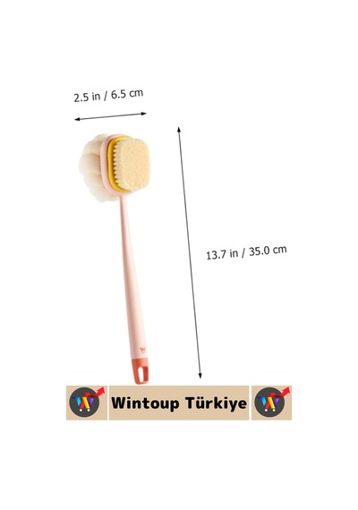 Ergonomik Tutuş Hassas Derin Temizlik Çift Taraflı Asılabilir Saplı Banyo Duş Fırçası 35 X 6.5 Cm