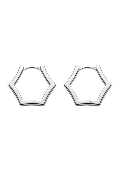 Oya Silver İnce Altıgen Form Zirkon Taşlı Gümüş Halka Küpe 1.4 X 1.4 Cm Oysy285