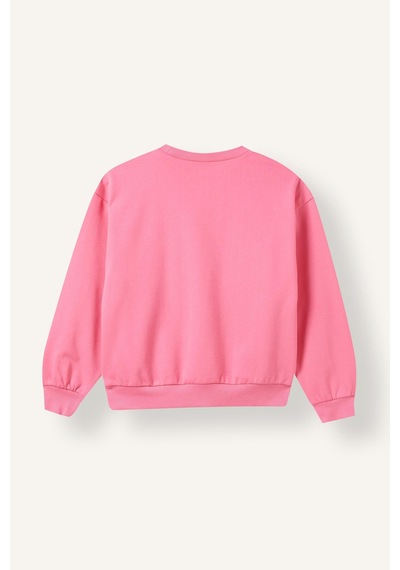 Defacto Relaxed Fit Bisiklet Yaka Baskılı İçi Yumuşak Tüylü Sweatshirt Kız Çocuk I4895a826aupn206 Pembe-pn206