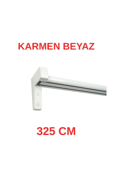 Karmen Ahşap Başlıklı İki Kanallı Dekoratif Ray Beyaz 325 Cm Beyaz