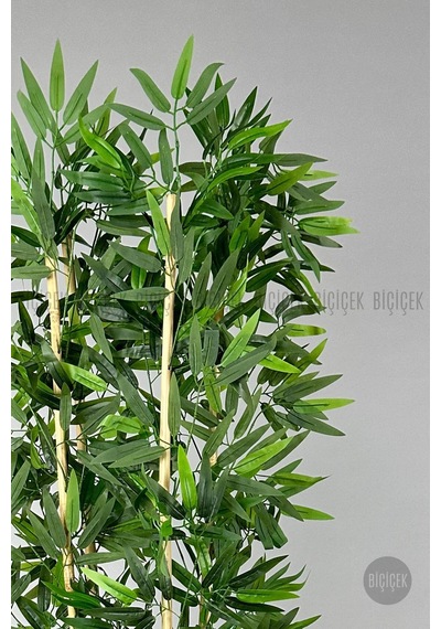 Yapay Bambu Ağacı 140cm Siyah Gümüş Metal Saksıda Siyah-silver