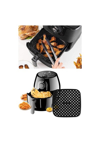 Sylar Siyah Isıya Dayanıklı Yıkanılabilir Silikon Fırın Ve Airfryer Kare Model Pişirme Matı 21,5 Cm