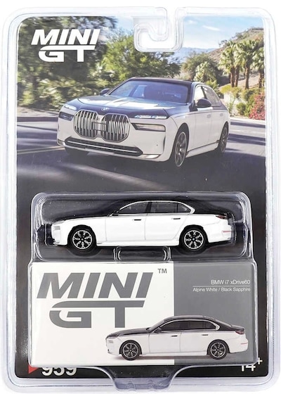 Mini Gt 959 1/64 Bmw İ7 Xdrive60 Alpine White / Black Sapphire - Blister Paket Mgt00959-bl