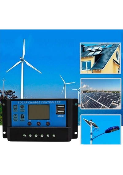 Pwm 30A Solar Şarj Regülatörü 12 V 24 V Lcd Ekran Çift Usb