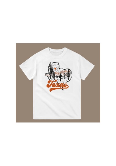 Qmen Style Unisex Basic Baskılı T-shirt Texsas %100 Pamuk Beyaz