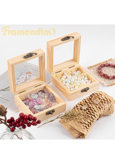 Tr 2 Paket Küçük Ahşap Kutu Menteşeli Kapaklı Bitmemiş Ahşap Takı Kutusu 3.5x3.5x1.8 İnç Boş Ahşap Hediye Ku