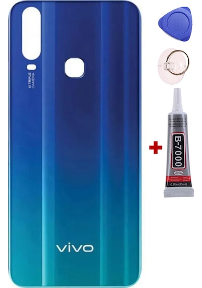 Vivo Y15 Mavi Arka Kapak Batarya Kapağı Pil Kapağı Yapışkan Ve Sökme Aparatıyla Beraber Full Set Mavi