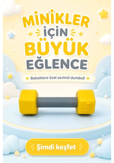 Dambıl Bebek Çıngırağı Fitness Temalı Oyuncak Dumbell 14 CM Yenidoğan - Beyaz