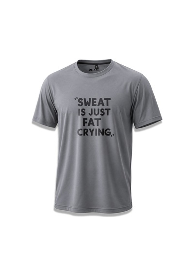 North Whiskers Sweat Is Just Fat Crying Baskılı Spor Tişört, Dry Touch Nefes Alabilir Koşu Tişörtü Gri - 888961856 Gri - 888961856 Gri