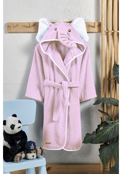 Ely Parker Kapüşonlu Pamuk Çocuk Bornozu Pembe Fil Hayvan Elyprkr00978-pembe-beyaz Pembe - Beyaz