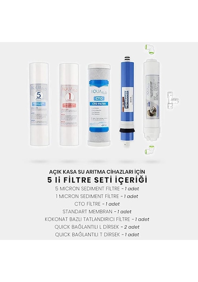 Mil Su Açık Kasa Su Arıtma Cihazı 5li Filtresi Standart Membran Set