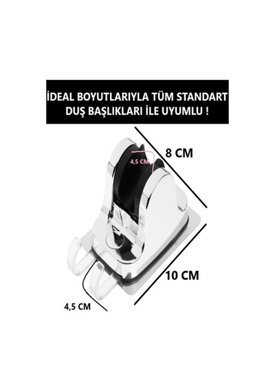 Gri Duş Mafsalı Yapışkanlı Askılı Lif Havlu Asma Duş Başlığı Tutacağı Banyo Duşakabin Gümüş Diğer