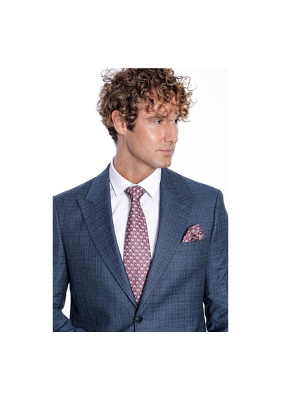 Wessi Desenli Slim Fit Lacivert Erkek Ceket 001