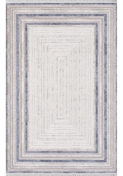 Artemis Halı Romantik 02432b Gri Mavi Çizgi Desenli Halı