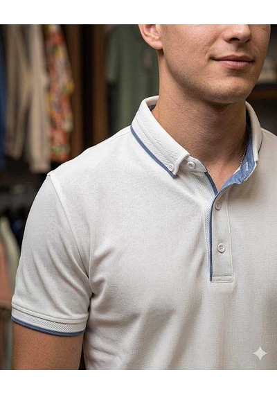 Bys Beystil Erkek Beyazmavi Polo Yaka T-şhirt 263464 Beyaz