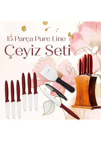 Pirge Çeyizlik Bıçak Seti Pure Line - 15 Parça Siyah
