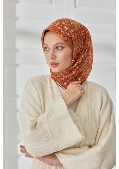 Silk Home Soft Eşarp 73093-15 Kiremit, Turuncu, Taba, Ekru