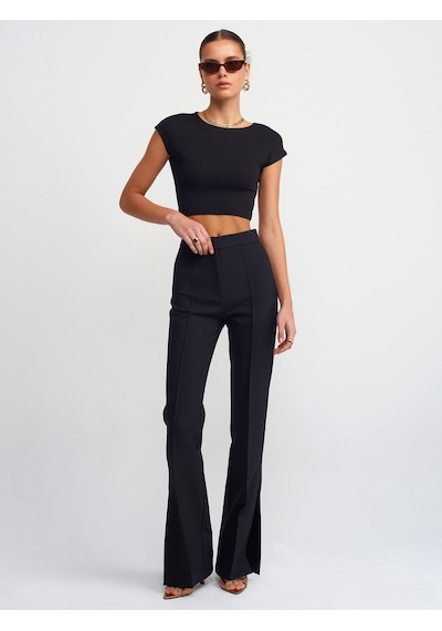 Dilvin Kadın Pamuk Ve Modal Karışımlı Crop Top T-shirt - 30528 001