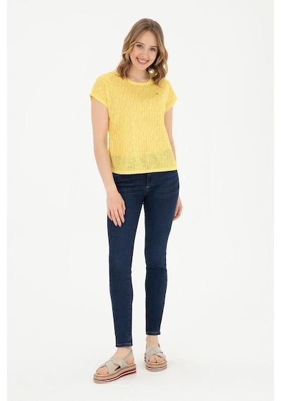 U.S. Polo Assn. Kadın Sarı Bisiklet Yaka Tişört 50281790-VR044
