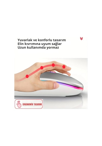 Shopy Tech Çift Mod Kablosuz Mouse Bluetooth 5.2 + 2.4g Şarjlı Sessiz Tıklama Rgb Işıklı 500 Mah Gü Diğer