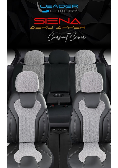 Toyota Auris I 2006-2012 Deri Detaylı Oto Koltuk Kılıfı Ön Arka Set Siyah Füme Siena Seri Şhn