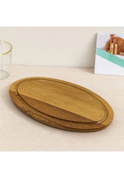 Hubrendy Tedarik Akasya Oval Ahşap Servis Tepsisi Kenar Kanallı 24.8x13.8x1.4 Cm 1456034