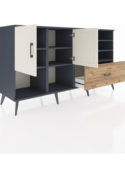 Hyperion Konsol 7 Raflı Tek Çekmeceli 2 Kapaklı 176x44x99 Antrasi Antrasit-aytaşı/çam Hyperion Konsol 7 Raflı Tek Çekmeceli 2 Kapaklı 176x44x99 Antrasi Antrasit-aytaşı/çam