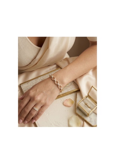 Çelik Pinterest Gold Gümüş 2 Renkli Kadın Bileklik Gümüş - 891545498 Gümüş