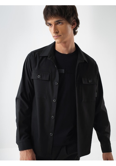 Xint Siyah Esnek Dokulu Regular Fit Gömlek 700951 SİYAH