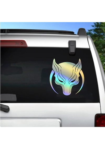 Börü Sticker - Gökbörü Kurt Hilal Sticker - Araba Oto Cam Motosiklet Karavan Sticker - 00238 15x14 Cm