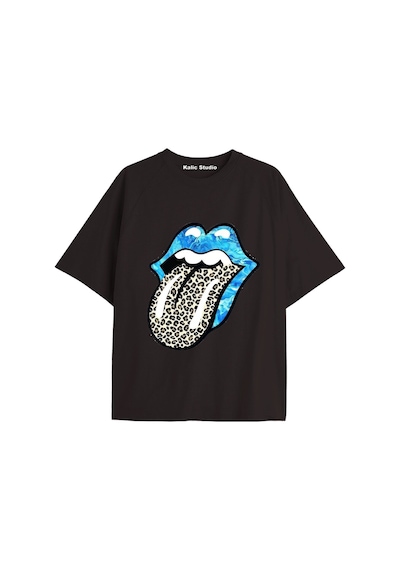 Kalic Studio Y2k Vintage Leopar Baskılı Siyah T-shirt Kod 184 Siyah-184