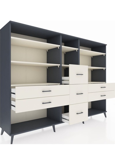 Hyperion Dolap 8 Raflı 7 Çekmeceli 220x44x163 Antrasit-aytaşı Antrasit-aytaşı Hyperion Dolap 8 Raflı 7 Çekmeceli 220x44x163 Antrasit-aytaşı Antrasit-aytaşı