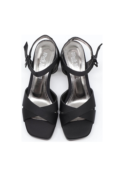 Nesil Shoes Carel 99 Siyah Saten Çapraz Platform Kadın Sandalet